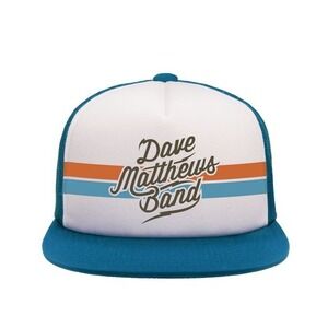 Dave Matthews Band Blue White Retro Striped Mesh Trucker Hat Snapback Cap